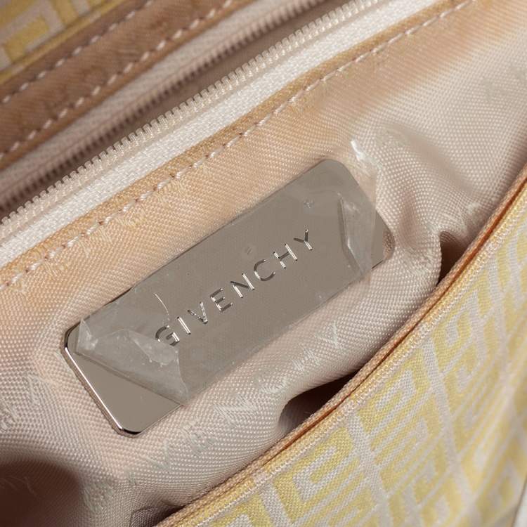 Pre Owned Givenchy Yellow Signature Canvas and Leather Flap Baguette