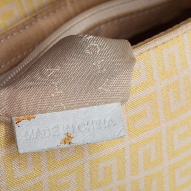 Pre Owned Givenchy Yellow Signature Canvas and Leather Flap Baguette