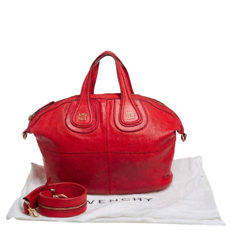 Pre Owned Givenchy Red Leather Medium Nightingale Satchel