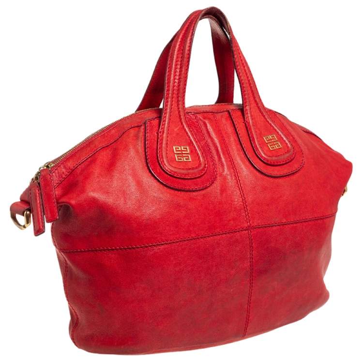 Pre Owned Givenchy Red Leather Medium Nightingale Satchel