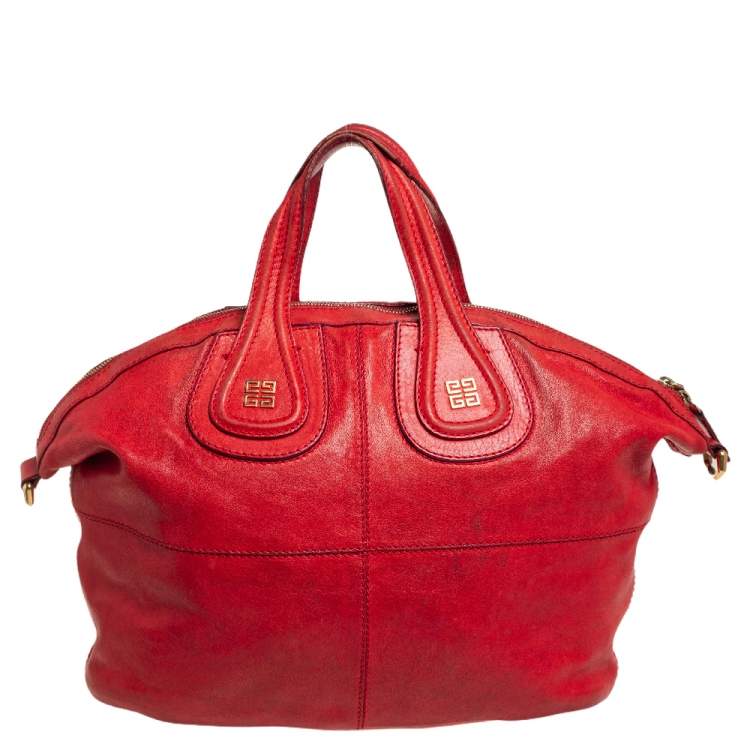 Pre Owned Givenchy Red Leather Medium Nightingale Satchel