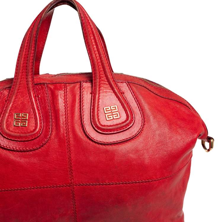Pre Owned Givenchy Red Leather Medium Nightingale Satchel