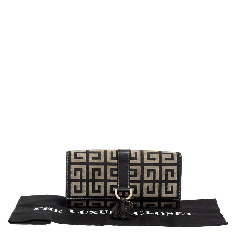Pre Owned Givenchy Black/Grey Monogram Canvas and Leather Continental Wallet
