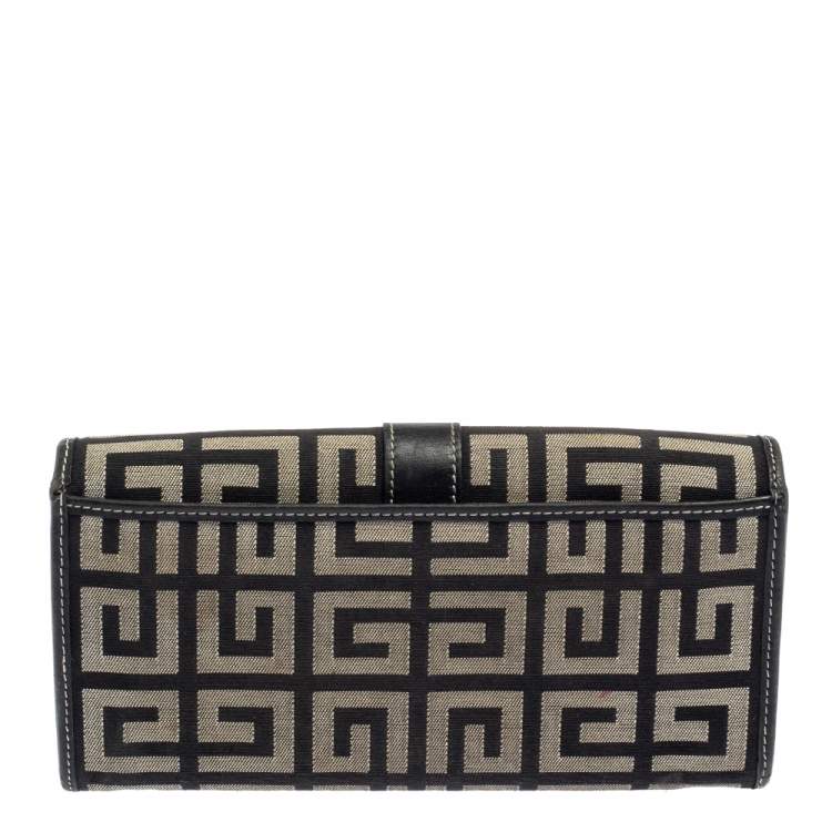 Pre Owned Givenchy Black/Grey Monogram Canvas and Leather Continental Wallet
