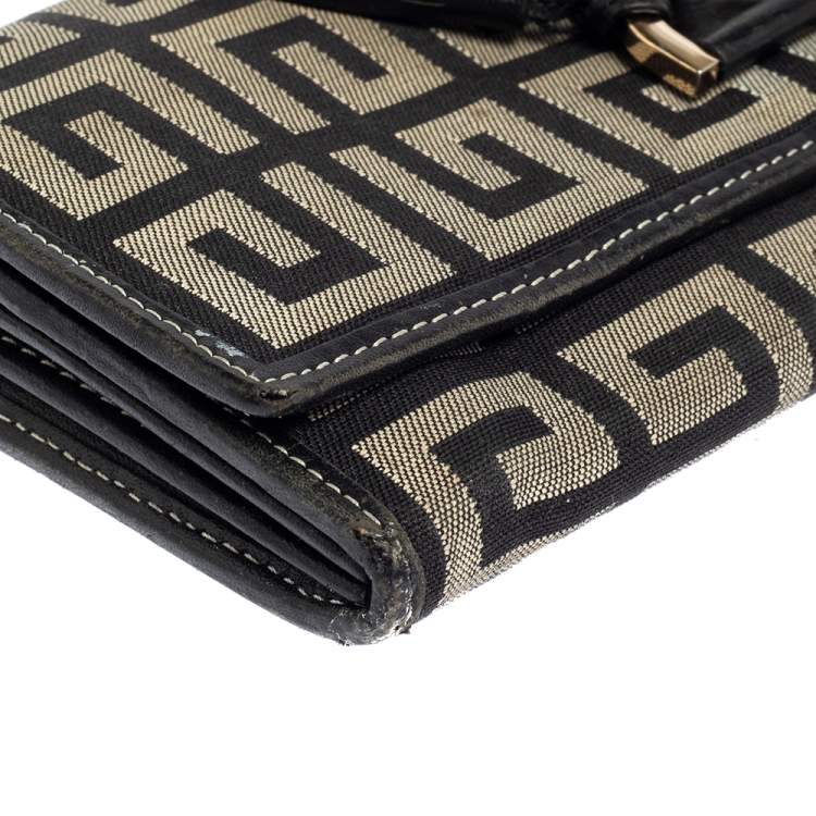 Pre Owned Givenchy Black/Grey Monogram Canvas and Leather Continental Wallet
