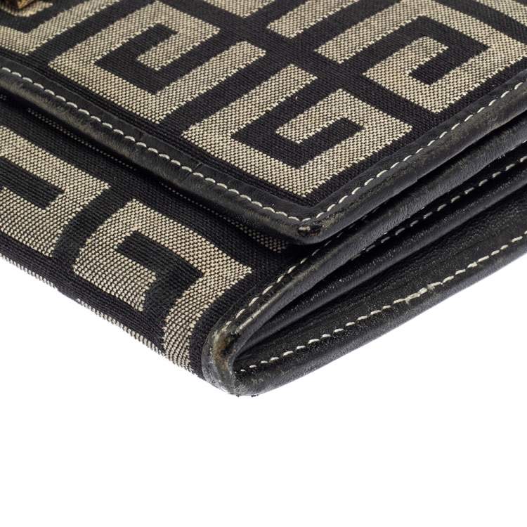 Pre Owned Givenchy Black/Grey Monogram Canvas and Leather Continental Wallet