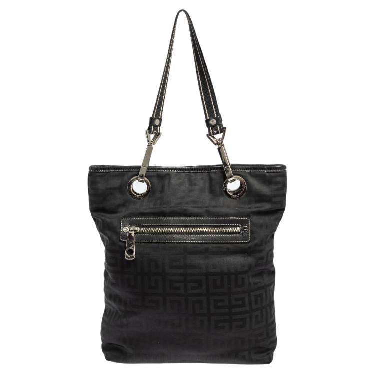 Pre Owned Givenchy Black Signature Nylon and Leather Trim Tote 