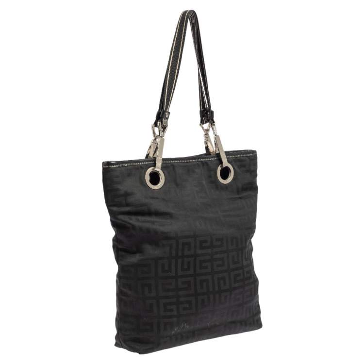 Pre Owned Givenchy Black Signature Nylon and Leather Trim Tote 