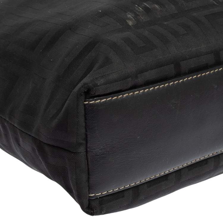 Pre Owned Givenchy Black Signature Nylon and Leather Trim Tote 