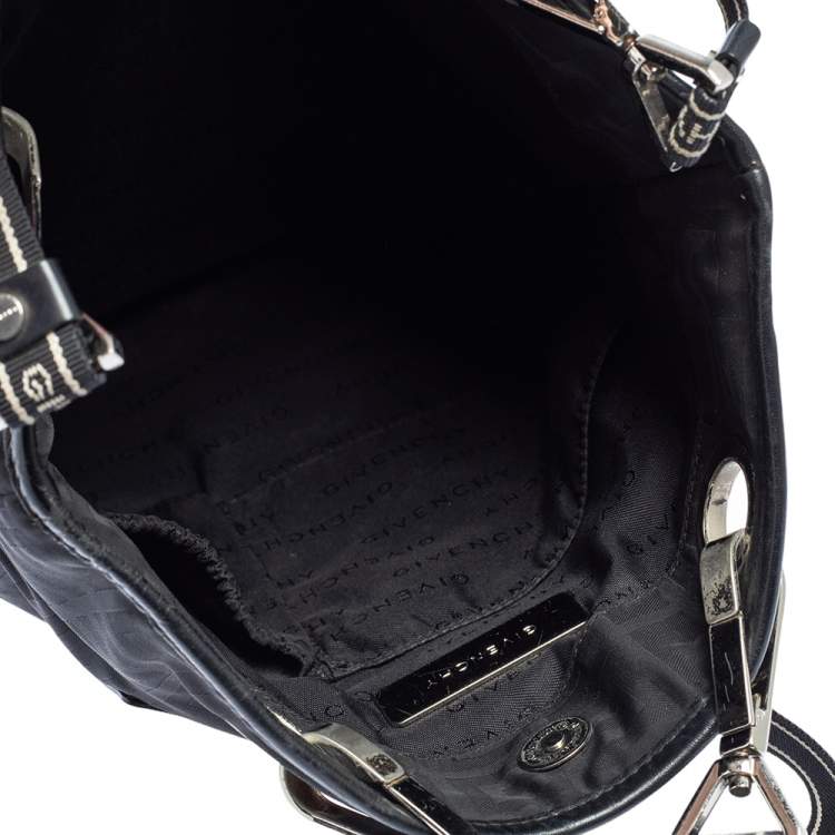 Pre Owned Givenchy Black Signature Nylon and Leather Trim Tote 