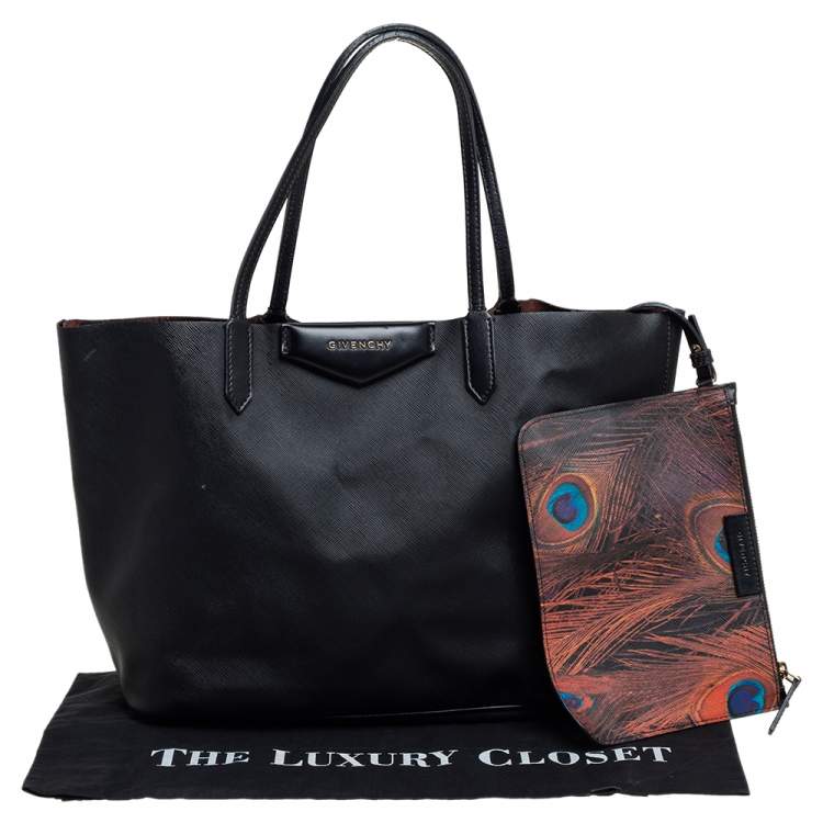 Pre Owned Givenchy Black Leather Antigona Shopper Tote