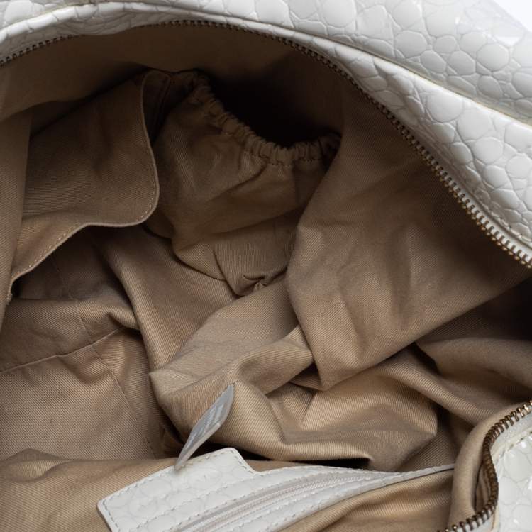 Pre Owned Givenchy Off White Patent Leather Flap Logo Hobo