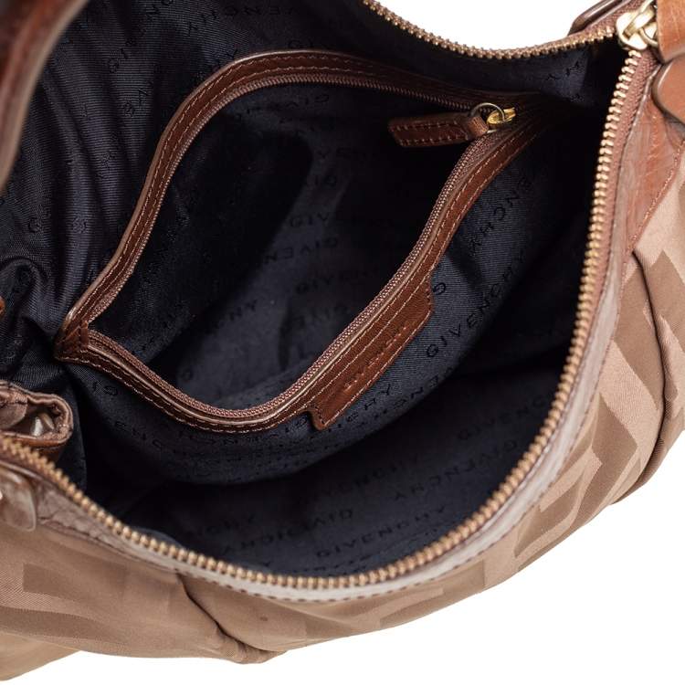 Pre Owned Givenchy Brown Signature Satin And Leather Hobo