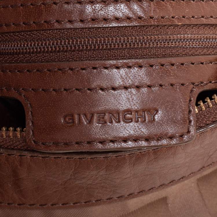 Pre Owned Givenchy Brown Signature Satin And Leather Hobo