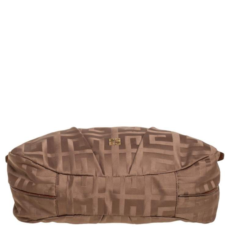 Pre Owned Givenchy Brown Signature Satin And Leather Hobo