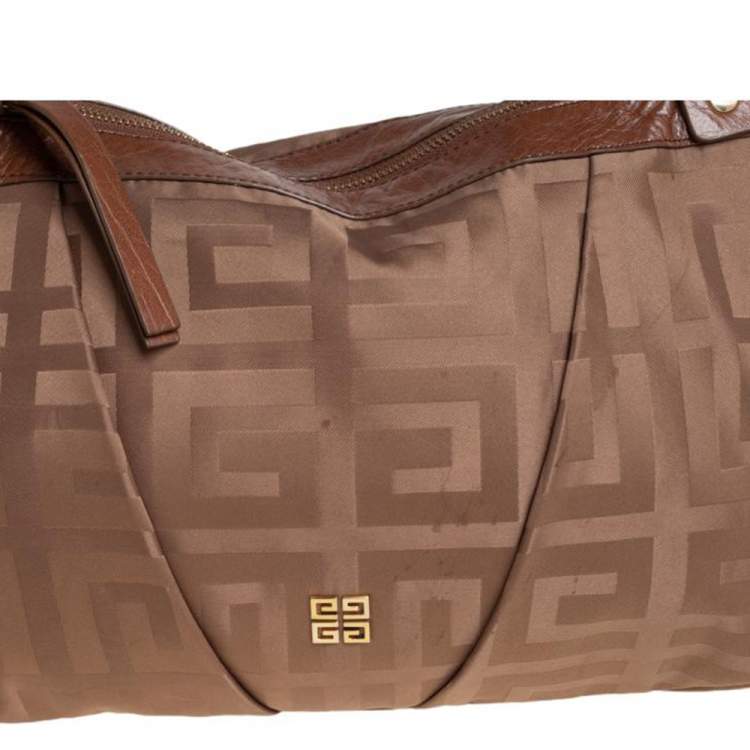 Pre Owned Givenchy Brown Signature Satin And Leather Hobo