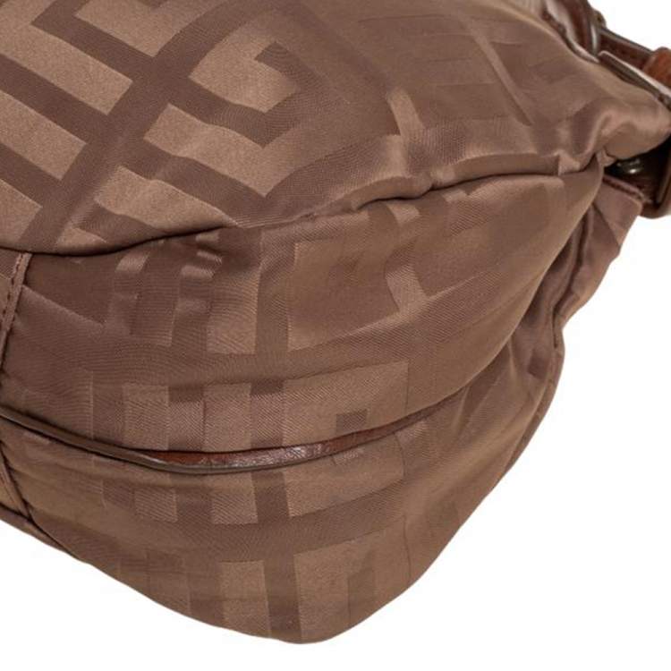 Pre Owned Givenchy Brown Signature Satin And Leather Hobo