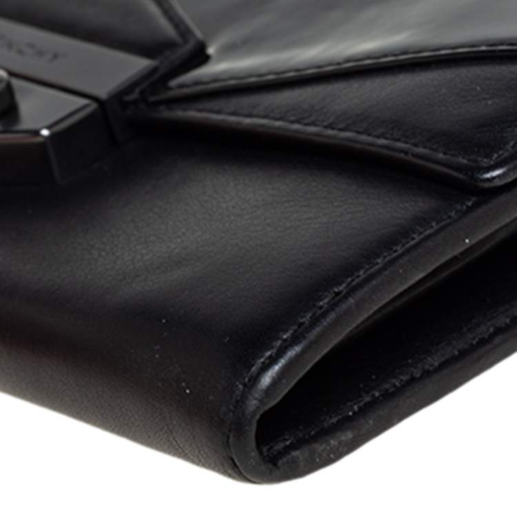 Pre Owned Givenchy Black Patent and Leather Flap Continental Wallet