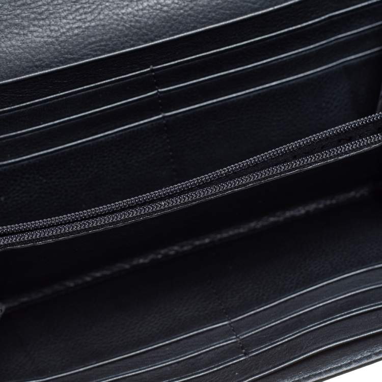 Pre Owned Givenchy Black Patent and Leather Flap Continental Wallet