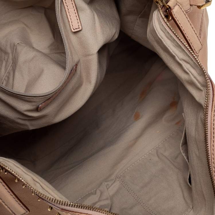 Pre Owned Givenchy Beige Leather Ring Embellished Nightingale Bag