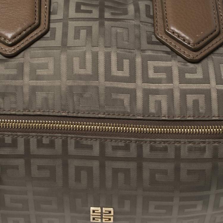Pre Owned Givenchy Green/Brown Monogram Fabric and Leather Nightingale Satchel