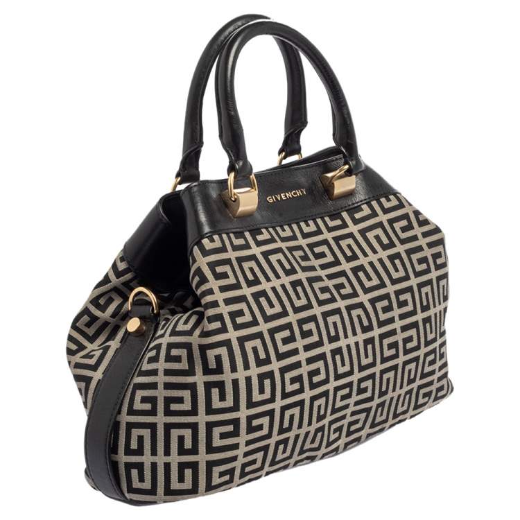 Pre Owned Givenchy Black/White Monogram Canvas and Leather Tote