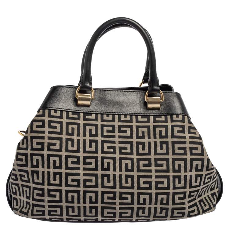 Pre Owned Givenchy Black/White Monogram Canvas and Leather Tote