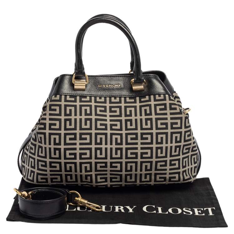 Pre Owned Givenchy Black/White Monogram Canvas and Leather Tote