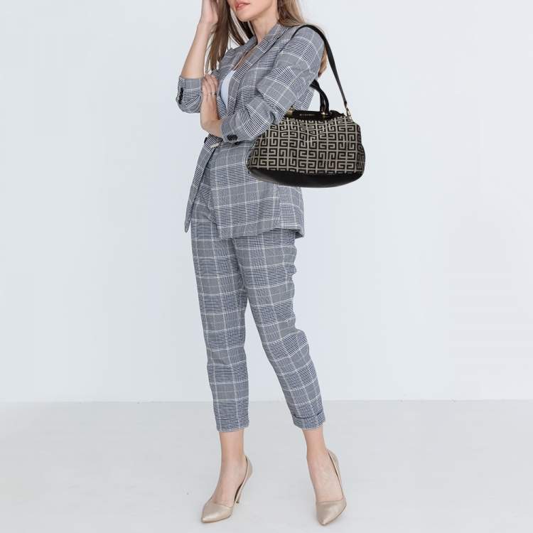 Pre Owned Givenchy Black/White Monogram Canvas and Leather Tote