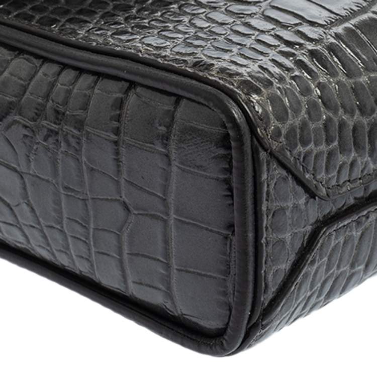 Pre Owned Givenchy Grey Croc Embossed Leather GV3 Shoulder Bag