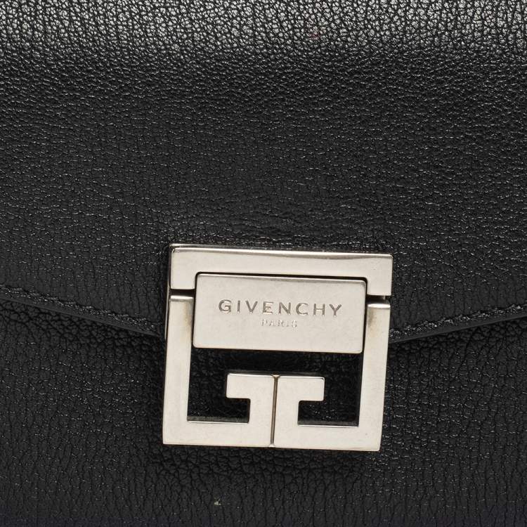 Pre Owned Givenchy Black Leather GV3 Crossbody Bag