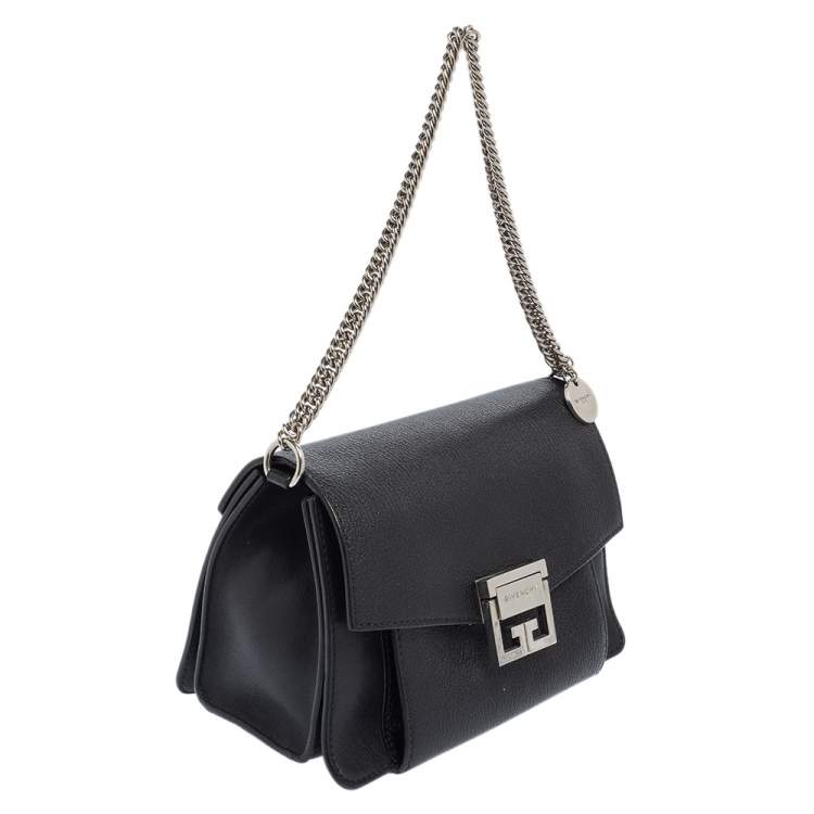 Pre Owned Givenchy Black Leather GV3 Crossbody Bag