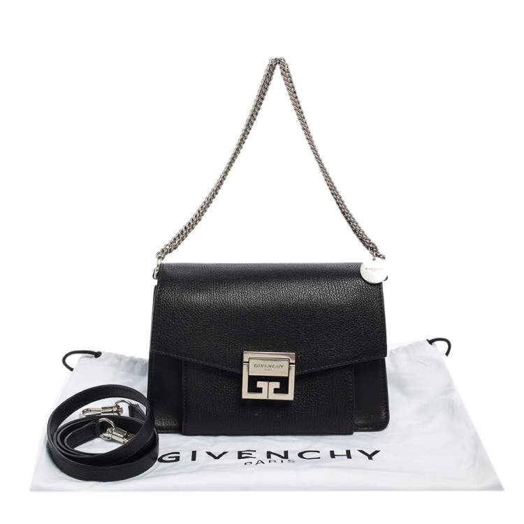 Pre Owned Givenchy Black Leather GV3 Crossbody Bag