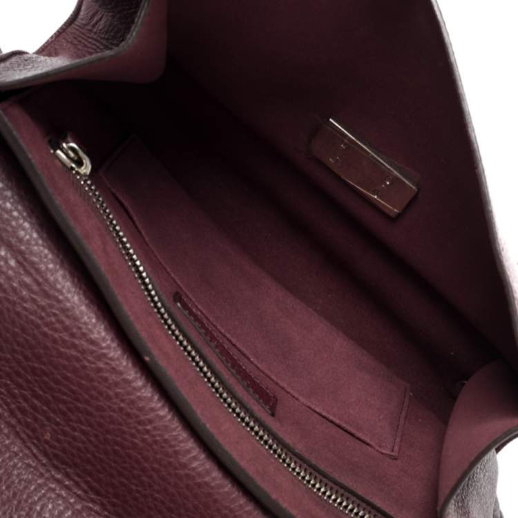 Pre Owned Givenchy Burgundy Leather Small Shark Top Handle Bag