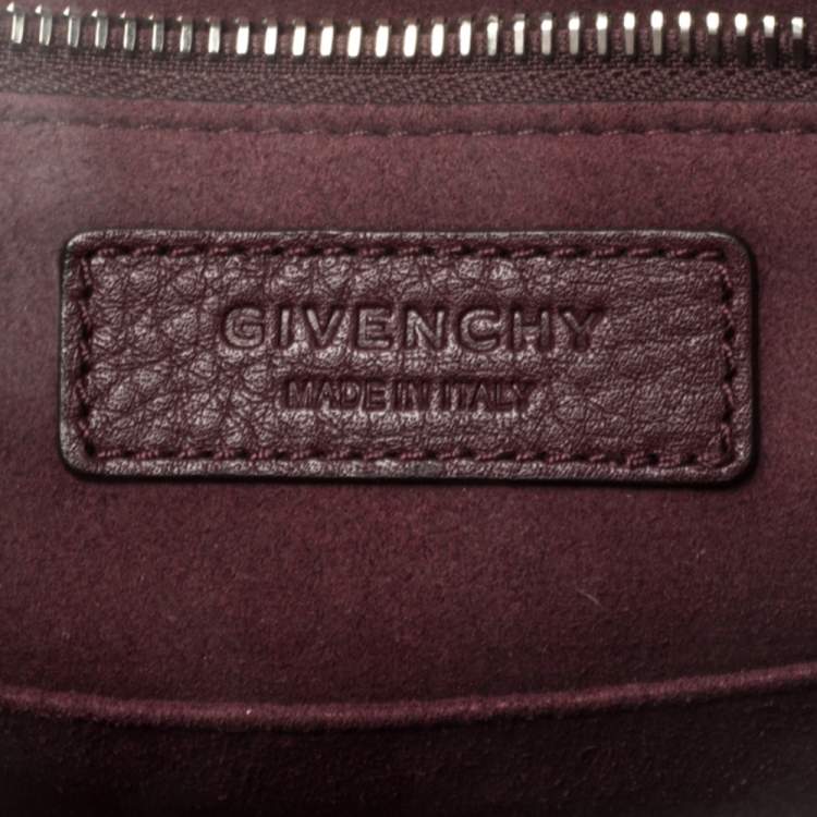 Pre Owned Givenchy Burgundy Leather Small Shark Top Handle Bag