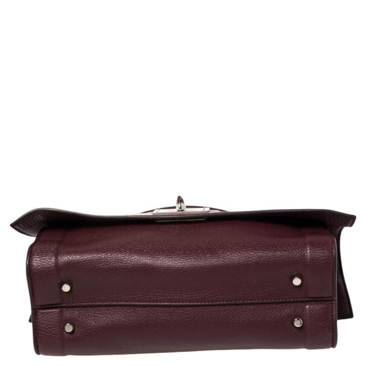 Pre Owned Givenchy Burgundy Leather Small Shark Top Handle Bag