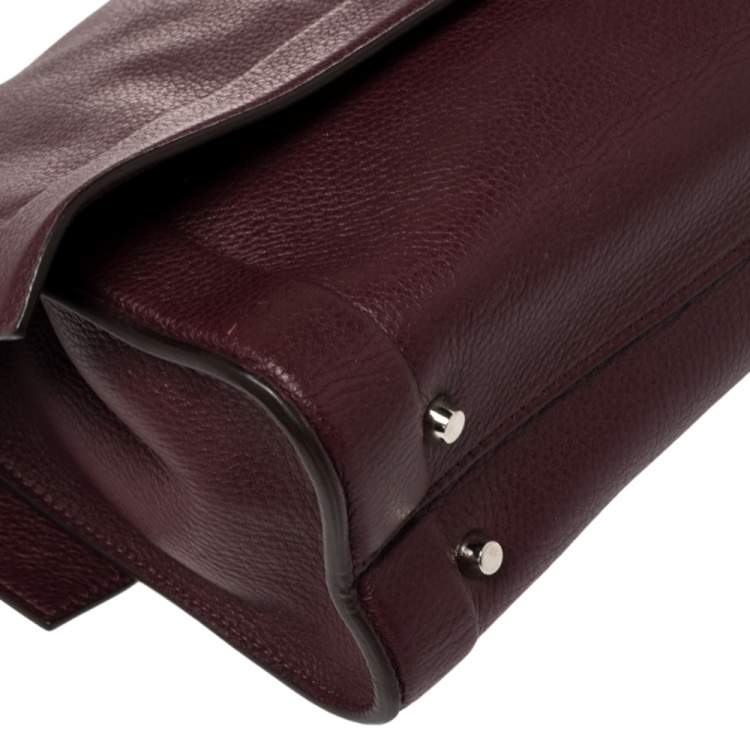 Pre Owned Givenchy Burgundy Leather Small Shark Top Handle Bag