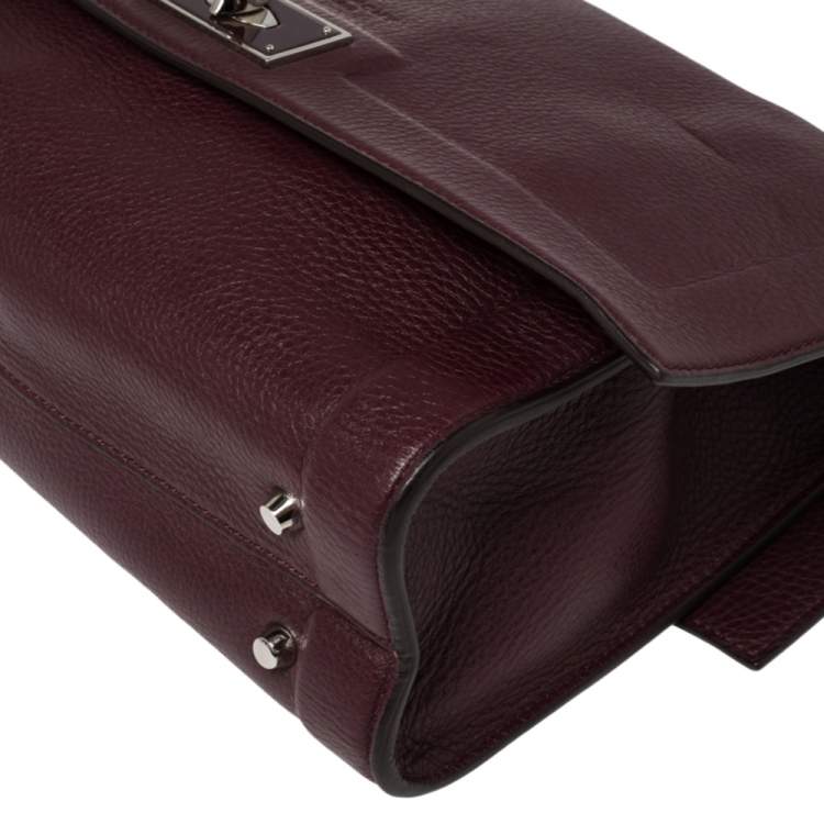 Pre Owned Givenchy Burgundy Leather Small Shark Top Handle Bag