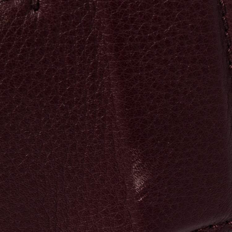 Pre Owned Givenchy Burgundy Leather Small Shark Top Handle Bag