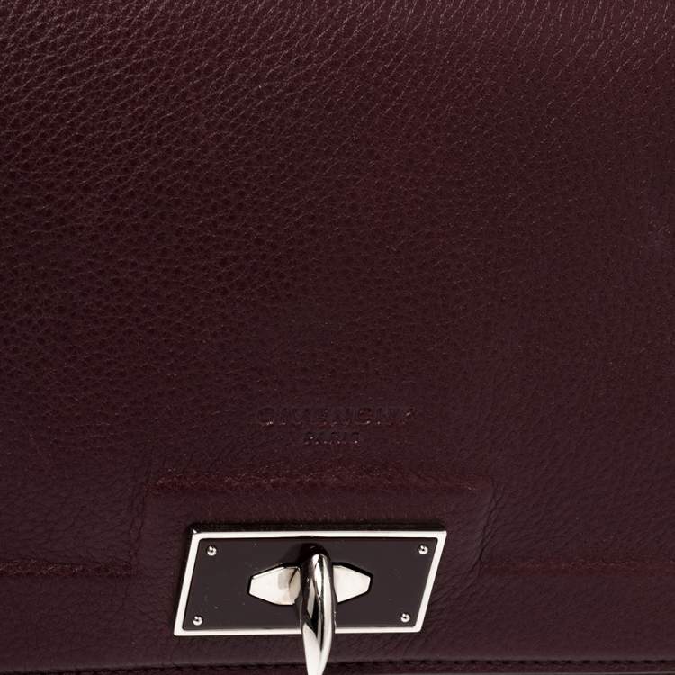 Pre Owned Givenchy Burgundy Leather Small Shark Top Handle Bag