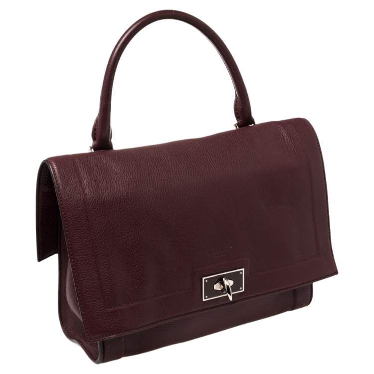 Pre Owned Givenchy Burgundy Leather Small Shark Top Handle Bag