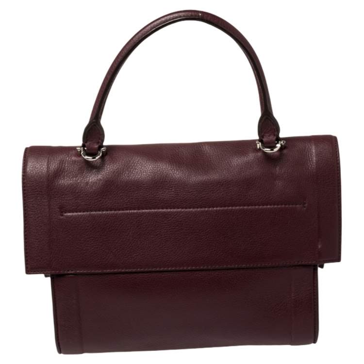 Pre Owned Givenchy Burgundy Leather Small Shark Top Handle Bag