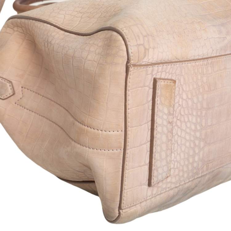 Pre Owned Givenchy Beige Croc Embossed Leather Medium Antigona Satchel