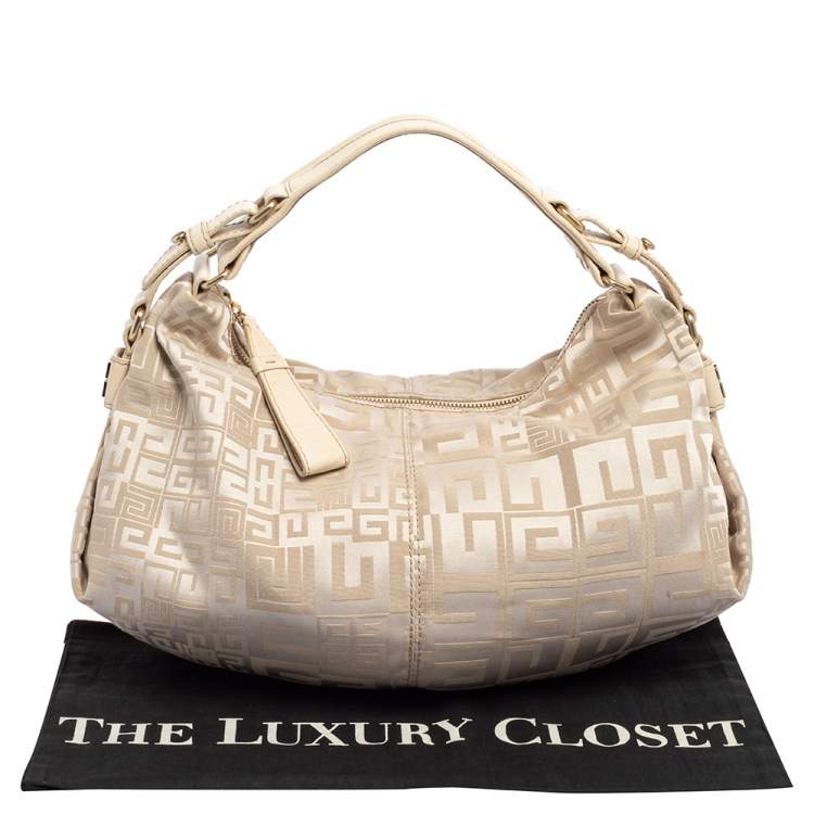 Pre Owned Givenchy Beige Monogram Canvas and Leather Hobo