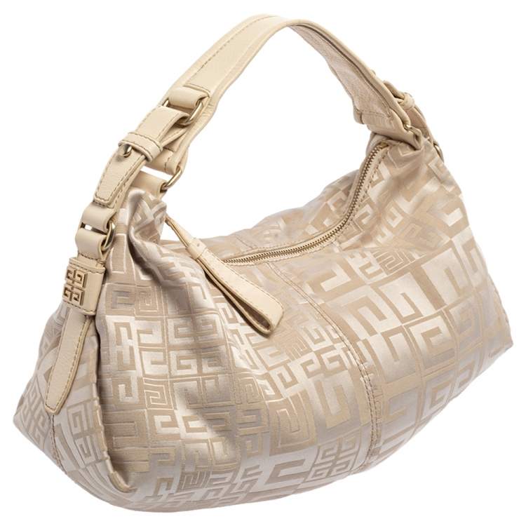 Pre Owned Givenchy Beige Monogram Canvas and Leather Hobo