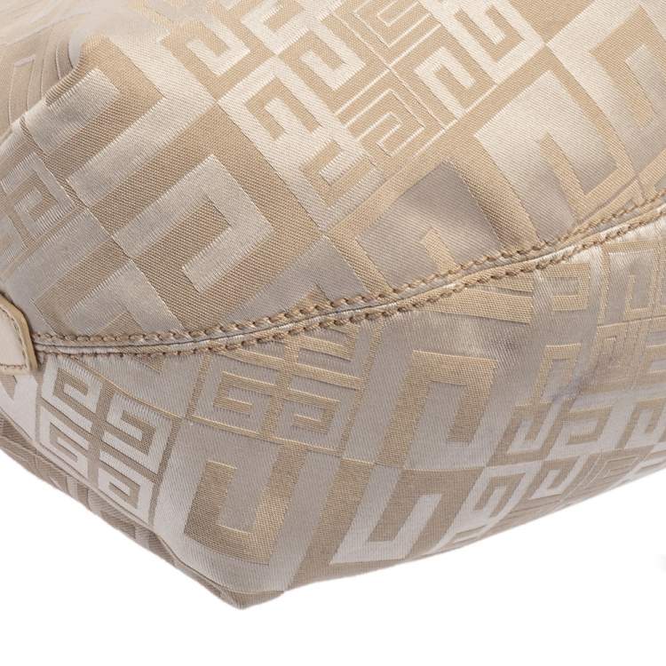 Pre Owned Givenchy Beige Monogram Canvas and Leather Hobo