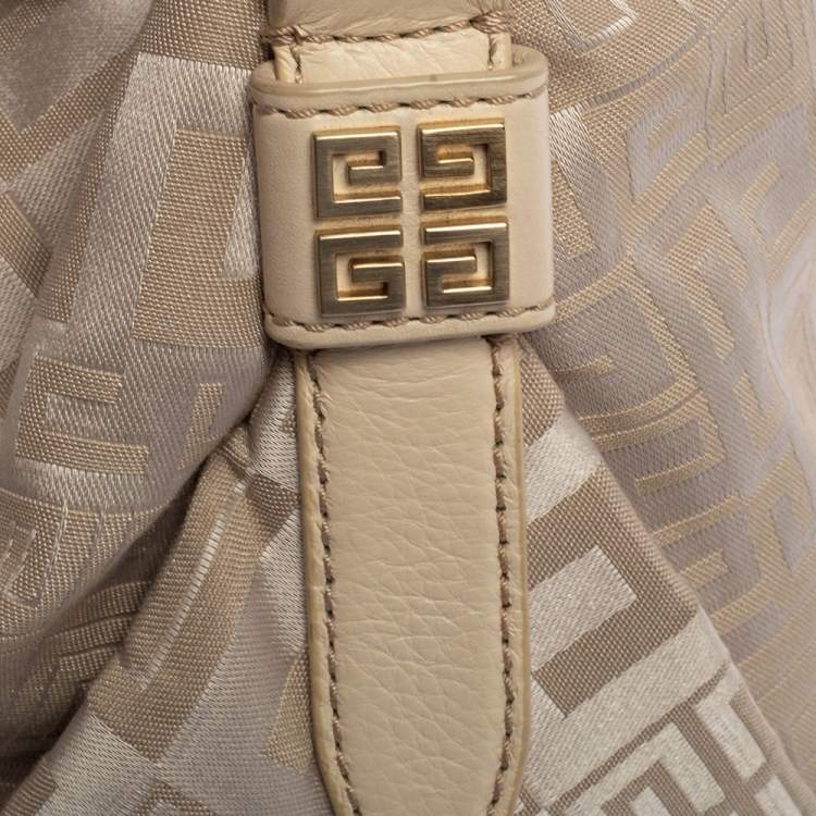Pre Owned Givenchy Beige Monogram Canvas and Leather Hobo