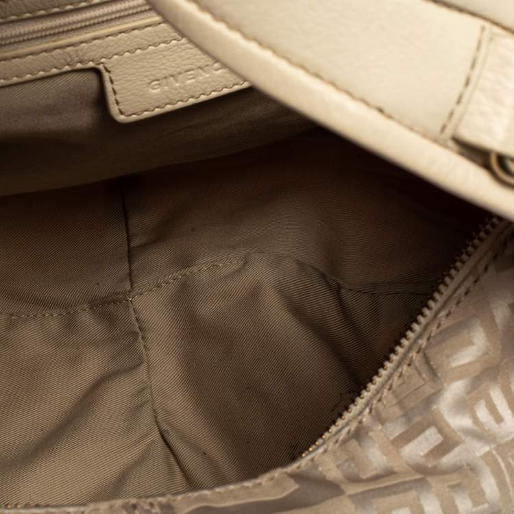 Pre Owned Givenchy Beige Monogram Canvas and Leather Hobo