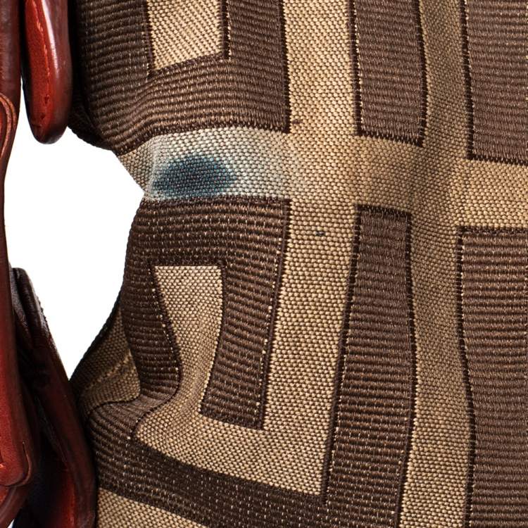 Pre Owned Givenchy Beige/Brown Monogram Canvas and Leather Shoulder Bag