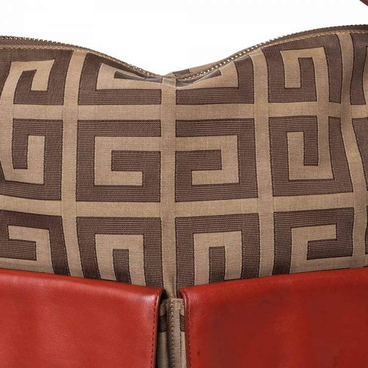 Pre Owned Givenchy Beige/Brown Monogram Canvas and Leather Shoulder Bag